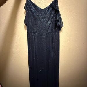 Sparkling Midnight Blue One Shoulder Dress